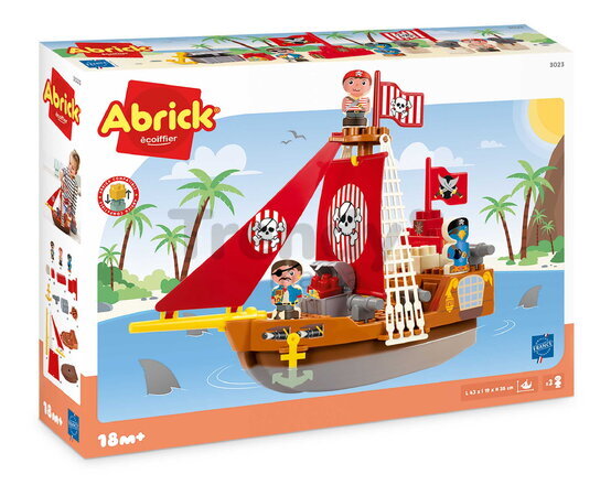 Stavebnica Pirátska loď Abrick Écoiffier s 3 postavičkami od 18 mes