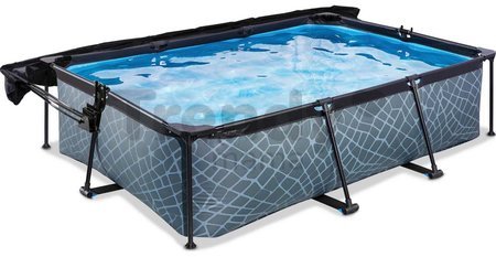 Bazén so strieškou a filtráciou Stone pool Exit Toys oceľová konštrukcia 220*150*65 cm šedý od 6 rokov