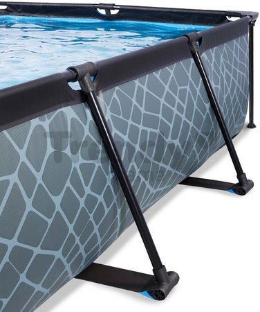 Bazén so strieškou a filtráciou Stone pool Exit Toys oceľová konštrukcia 220*150*65 cm šedý od 6 rokov