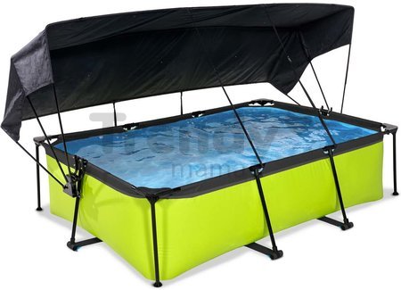 Bazén so strieškou a filtráciou Lime pool Exit Toys oceľová konštrukcia 220*150*65 cm zelený od 6 rokov