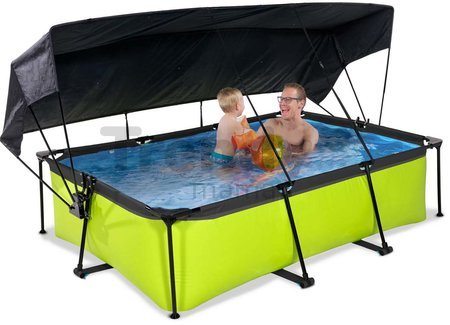 Bazén so strieškou a filtráciou Lime pool Exit Toys oceľová konštrukcia 220*150*65 cm zelený od 6 rokov