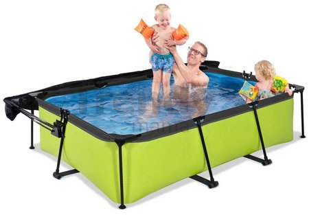 Bazén so strieškou a filtráciou Lime pool Exit Toys oceľová konštrukcia 220*150*65 cm zelený od 6 rokov