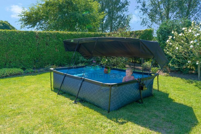 Bazén so strieškou a filtráciou Stone pool Exit Toys oceľová konštrukcia 300*200*65 cm šedý od 6 rokov