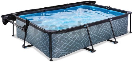 Bazén so strieškou a filtráciou Stone pool Exit Toys oceľová konštrukcia 300*200*65 cm šedý od 6 rokov