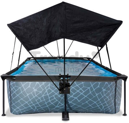 Bazén so strieškou a filtráciou Stone pool Exit Toys oceľová konštrukcia 300*200*65 cm šedý od 6 rokov