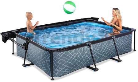 Bazén so strieškou a filtráciou Stone pool Exit Toys oceľová konštrukcia 300*200*65 cm šedý od 6 rokov