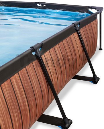 Bazén so strieškou a filtráciou Wood pool Exit Toys oceľová konštrukcia 300*200*65 cm hnedý od 6 rokov