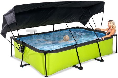 Bazén so strieškou a filtráciou Lime pool Exit Toys oceľová konštrukcia 300*200*65 cm zelený od 6 rokov