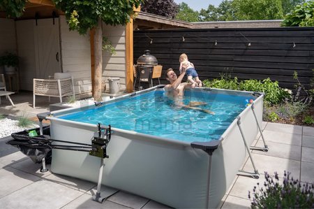 Bazén so strieškou a filtráciou Soft Grey pool Exit Toys oceľová konštrukcia 300*200*65 cm šedý od 6 rokov