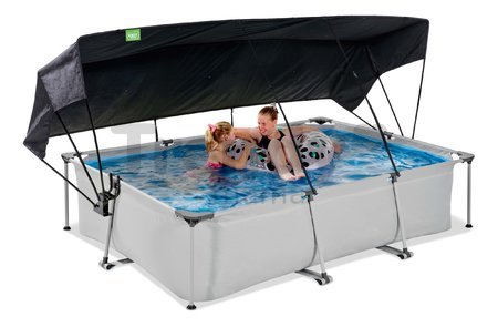 Bazén so strieškou a filtráciou Soft Grey pool Exit Toys oceľová konštrukcia 300*200*65 cm šedý od 6 rokov
