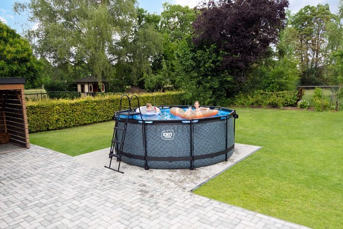 Bazén s filtráciou Stone pool Exit Toys kruhový oceľová konštrukcia 360*122 cm šedý od 6 rokov