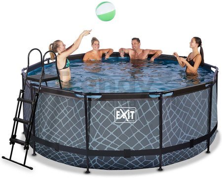 Bazén s pieskovou filtráciou Stone pool Exit Toys kruhový oceľová konštrukcia 360*122 cm šedý od 6 rokov