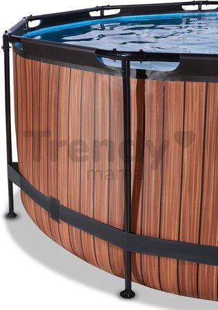 Bazén s pieskovou filtráciou Wood pool Exit Toys kruhový oceľová konštrukcia 360*122 cm hnedý od 6 rokov