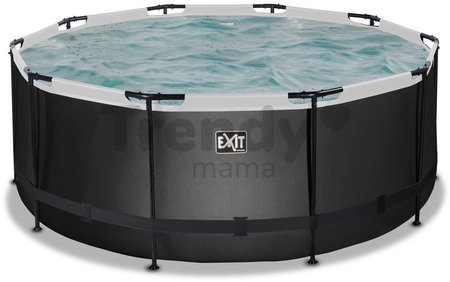 Bazén s pieskovou filtráciou Black Leather pool Exit Toys kruhový oceľová konštrukcia 360*122 cm čierny od 6 rokov