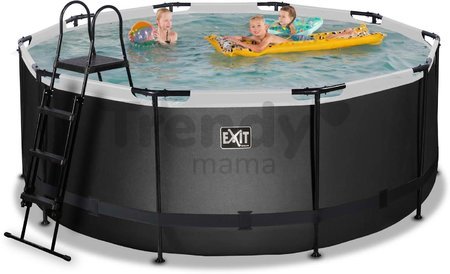 Bazén s pieskovou filtráciou Black Leather pool Exit Toys kruhový oceľová konštrukcia 360*122 cm čierny od 6 rokov
