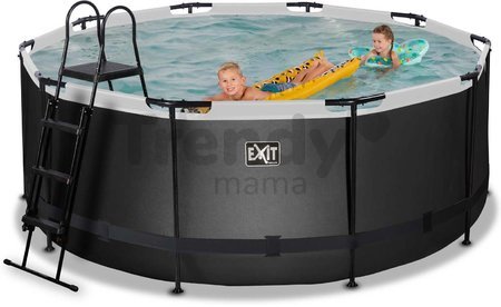 Bazén s pieskovou filtráciou Black Leather pool Exit Toys kruhový oceľová konštrukcia 360*122 cm čierny od 6 rokov