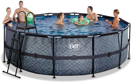 Bazén s pieskovou filtráciou Stone pool Exit Toys kruhový oceľová konštrukcia 427*122 cm šedý od 6 rokov