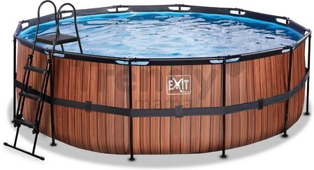 Bazén s pieskovou filtráciou Wood pool Exit Toys kruhový oceľová konštrukcia 427*122 cm hnedý od 6 rokov