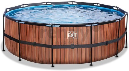 Bazén s pieskovou filtráciou Wood pool Exit Toys kruhový oceľová konštrukcia 427*122 cm hnedý od 6 rokov
