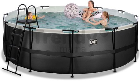 Bazén s pieskovou filtráciou Black Leather pool Exit Toys kruhový oceľová konštrukcia 427*122 cm čierny od 6 rokov