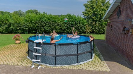 Bazén s pieskovou filtráciou Stone pool Exit Toys kruhový oceľová konštrukcia 450*122 cm šedý od 6 rokov