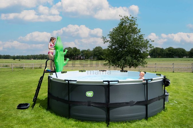 Bazén s filtráciou Black Leather pool Exit Toys kruhový oceľová konštrukcia 450*122 cm čierny od 6 rokov