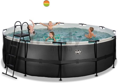 Bazén s pieskovou filtráciou Black Leather pool Exit Toys kruhový oceľová konštrukcia 450*122 cm čierny od 6 rokov