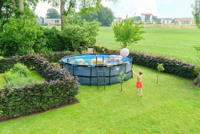 Bazén s filtráciou Stone pool Exit Toys kruhový oceľová konštrukcia 488*122 cm šedý od 6 rokov