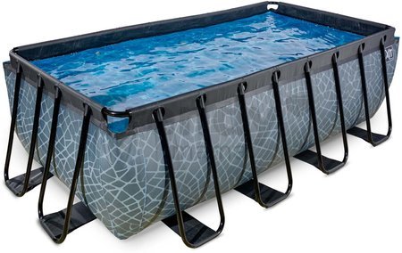 Bazén s pieskovou filtráciou Stone pool Exit Toys oceľová konštrukcia 400*200*122 cm šedý od 6 rokov