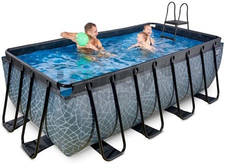 Bazén s pieskovou filtráciou Stone pool Exit Toys oceľová konštrukcia 400*200*122 cm šedý od 6 rokov