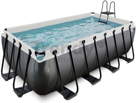 Bazén s pieskovou filtráciou Black Leather pool Exit Toys oceľová konštrukcia 400*200*122 cm čierny od 6 rokov
