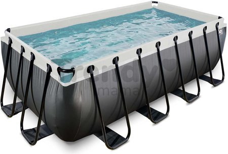 Bazén s pieskovou filtráciou Black Leather pool Exit Toys oceľová konštrukcia 400*200*122 cm čierny od 6 rokov