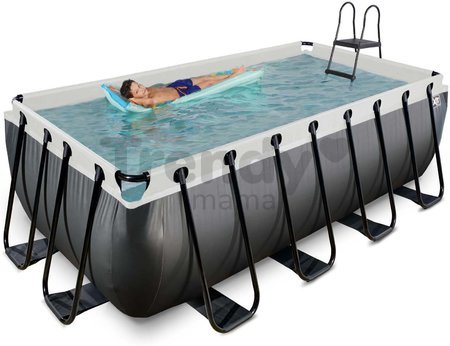 Bazén s pieskovou filtráciou Black Leather pool Exit Toys oceľová konštrukcia 400*200*122 cm čierny od 6 rokov