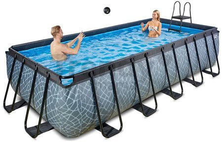 Bazén s pieskovou filtráciou Stone pool Exit Toys oceľová konštrukcia 540*250*122 cm šedý od 6 rokov