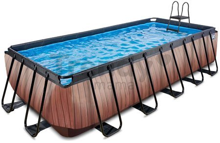 Bazén s pieskovou filtráciou Wood pool Exit Toys oceľová konštrukcia 540*250*122 cm hnedý od 6 rokov