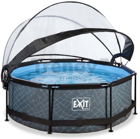Bazén s krytom a filtráciou Stone pool Exit Toys kruhový oceľová konštrukcia 244*76 cm šedý od 6 rokov