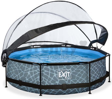 Bazén s krytom a filtráciou Stone pool Exit Toys kruhový oceľová konštrukcia 300*76 cm šedý od 6 rokov