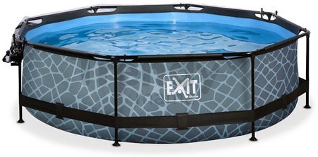 Bazén s krytom a filtráciou Stone pool Exit Toys kruhový oceľová konštrukcia 300*76 cm šedý od 6 rokov