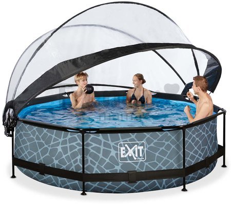 Bazén s krytom a filtráciou Stone pool Exit Toys kruhový oceľová konštrukcia 300*76 cm šedý od 6 rokov