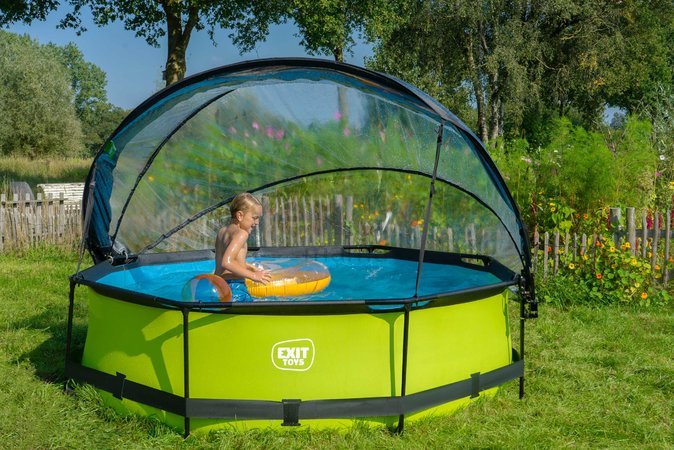 Bazén s krytom a filtráciou Lime pool Exit Toys kruhový oceľová konštrukcia 300*76 cm zelený od 6 rokov