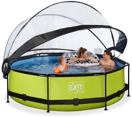 Bazén s krytom a filtráciou Lime pool Exit Toys kruhový oceľová konštrukcia 300*76 cm zelený od 6 rokov