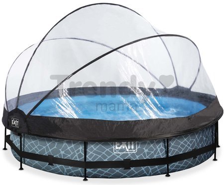 Bazén s krytom a filtráciou Stone pool Exit Toys kruhový oceľová konštrukcia 360*76 cm šedý od 6 rokov
