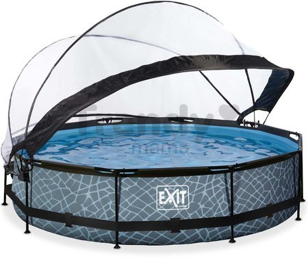 Bazén s krytom a filtráciou Stone pool Exit Toys kruhový oceľová konštrukcia 360*76 cm šedý od 6 rokov