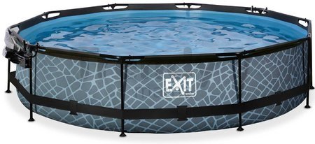 Bazén s krytom a filtráciou Stone pool Exit Toys kruhový oceľová konštrukcia 360*76 cm šedý od 6 rokov