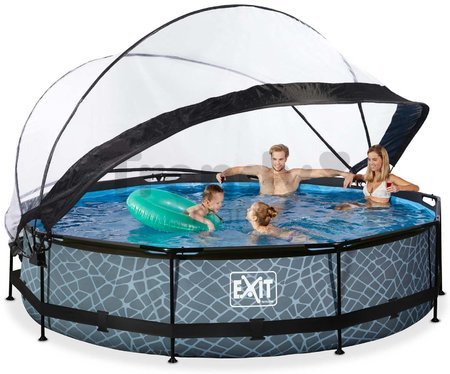 Bazén s krytom a filtráciou Stone pool Exit Toys kruhový oceľová konštrukcia 360*76 cm šedý od 6 rokov