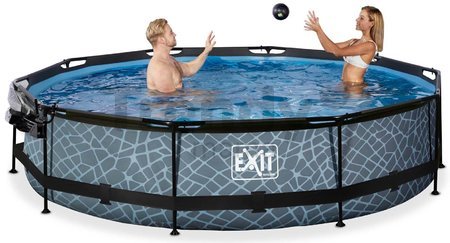 Bazén s krytom a filtráciou Stone pool Exit Toys kruhový oceľová konštrukcia 360*76 cm šedý od 6 rokov