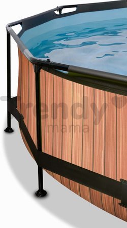 Bazén s krytom a filtráciou Wood pool Exit Toys kruhový oceľová konštrukcia 360*76 cm hnedý od 6 rokov