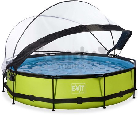 Bazén s krytom a filtráciou Lime pool Exit Toys kruhový oceľová konštrukcia 360*76 cm zelený od 6 rokov