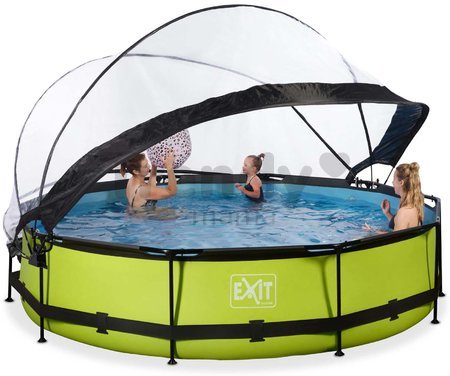 Bazén s krytom a filtráciou Lime pool Exit Toys kruhový oceľová konštrukcia 360*76 cm zelený od 6 rokov