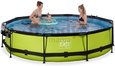 Bazén s krytom a filtráciou Lime pool Exit Toys kruhový oceľová konštrukcia 360*76 cm zelený od 6 rokov